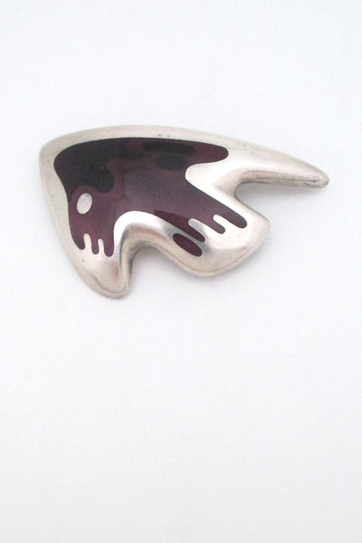 Georg Jensen purple enamel brooch #307 by Henning Koppel