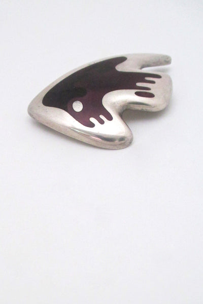 detail Georg Jensen Denmark vintage Scandinavian Modern silver enamel brooch 307 by Henning Koppel 