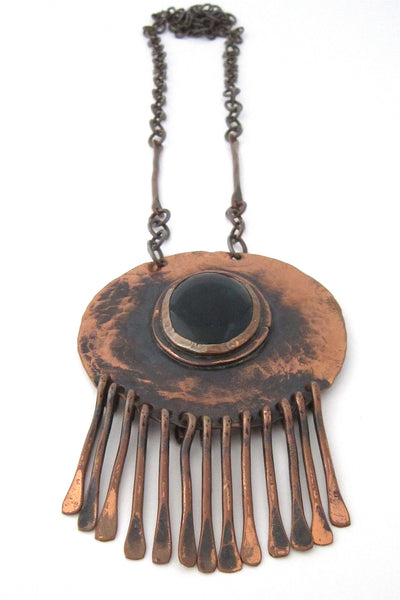 Rafael Alfandary Canada large copper and aqua Murano glass fringe necklace