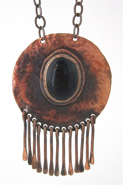 Rafael Alfandary Canada large copper and aqua Murano glass fringe necklace