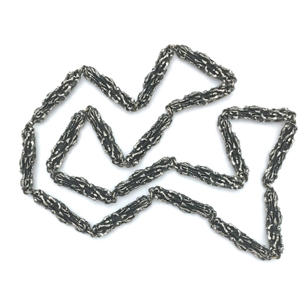Robert Larin brutalist pewter 2-in-1 double sided necklace