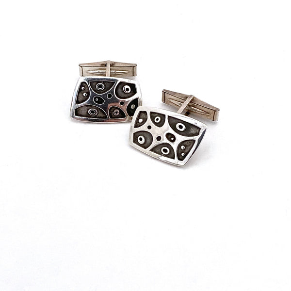 detail Eric Leyland Canada vintage silver cufflinks Modernist Canadian jewelry design