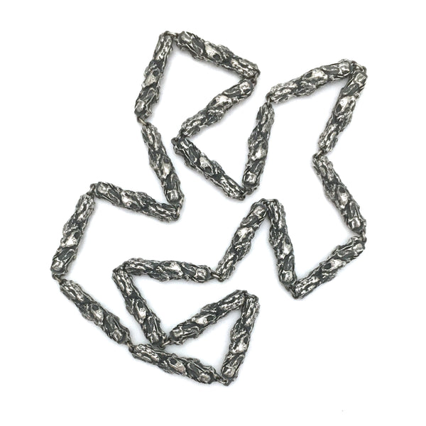 Robert Larin brutalist pewter 2-in-1 double sided necklace