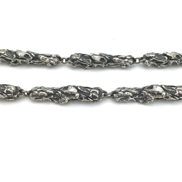 Robert Larin brutalist pewter 2-in-1 double sided necklace