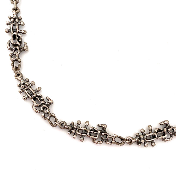 Guy Vidal brutalist openwork pewter long link chain necklace