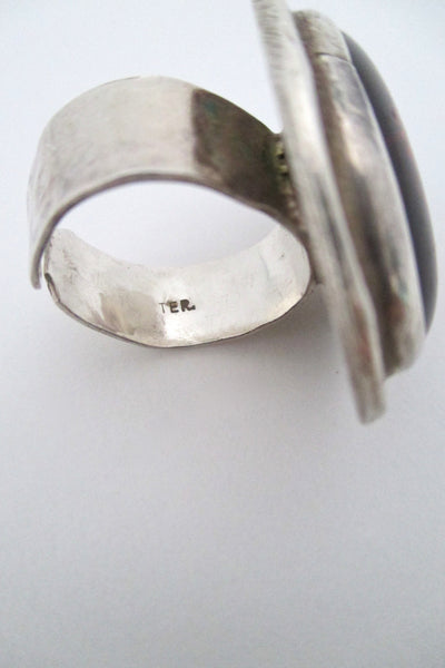 Rafael Canada large sterling silver and clear red ring