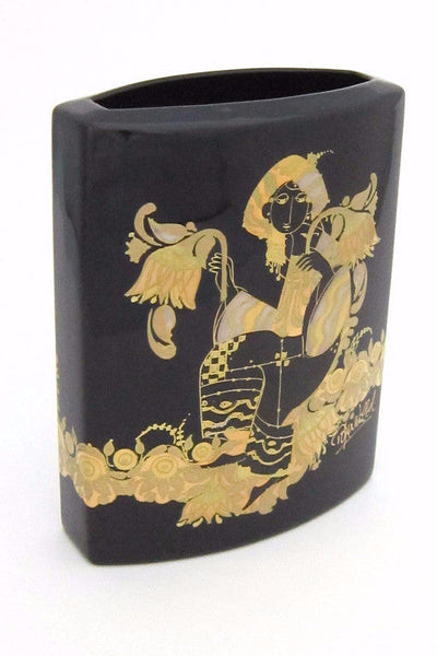 profile Rosenthal Germany vintage quatre couleurs porcelaine noire vase by Bjorn Wiinblad