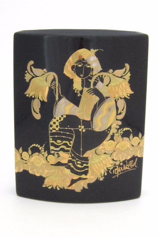 Rosenthal Germany vintage quatre couleurs porcelaine noire vase by Bjorn Wiinblad