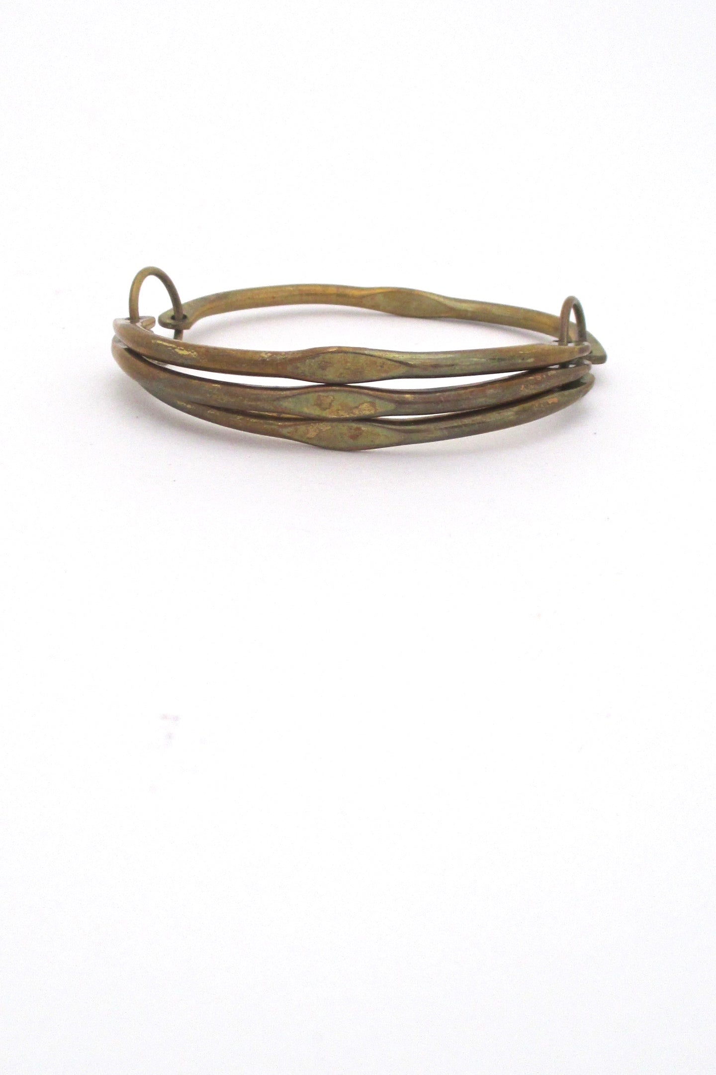 detail Rafael Alfandary Canada vintage brass unusual hinged bangle bracelet