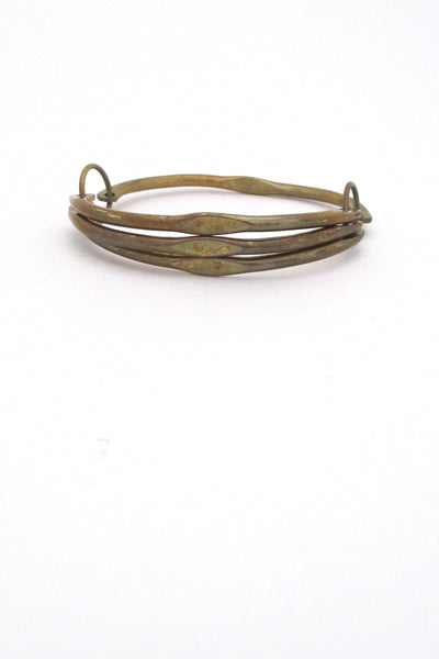 detail Rafael Alfandary Canada vintage brass unusual hinged bangle bracelet