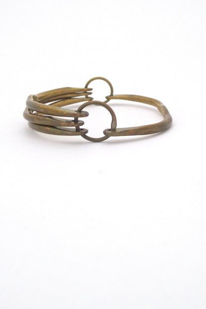 profile Rafael Alfandary Canada vintage brass unusual hinged bangle bracelet