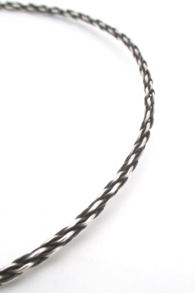 detail Georg Jensen Denmark vintage Scandinavian Modern silver choker necklace A 72