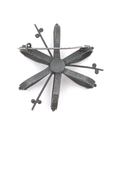 ORNO Poland starburst brooch ~ amber center