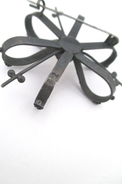 ORNO Poland starburst brooch ~ amber center