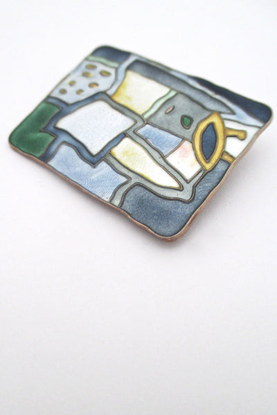 profile David Andersen Norway vintage enamel and sterling silver four seasons winter brooch