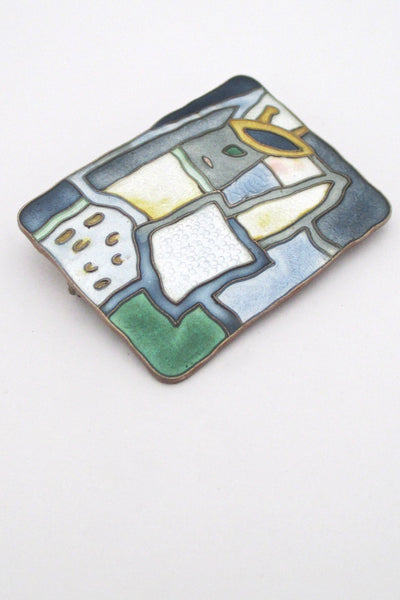 detail David Andersen Norway vintage enamel and sterling silver four seasons winter brooch