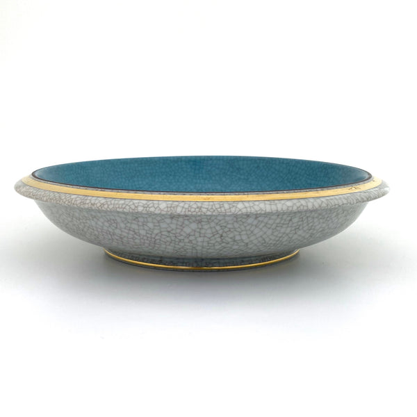 profile Royal Copenhagen Denmark vintage ceramic crackle bowl in turquoise Thorkild Olsen Scandinavian design