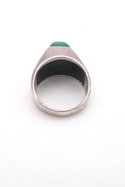 Arne Johansen large silver & chrysoprase pyramid ring