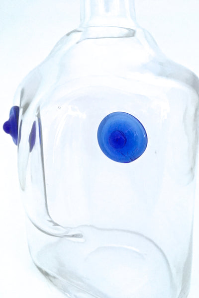 detail Erik Hoglund Kosta Boda Sweden hand blown head face bottle vase mid century modern design