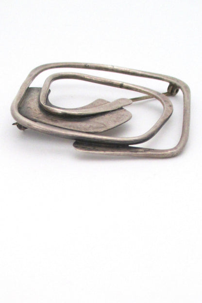 profile Art Smith USA vintage American Modernist large sterling silver brooch
