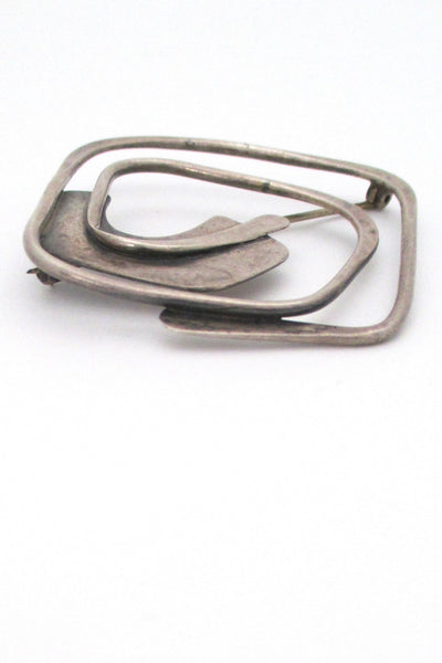 profile Art Smith USA vintage American Modernist large sterling silver brooch