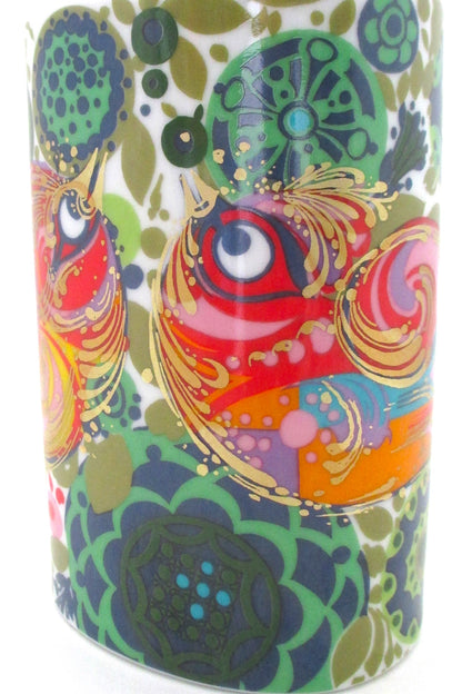 detail Bjorn Wiinblad for Rosenthal Germany vintage mid century Firebird porcelain candle holder