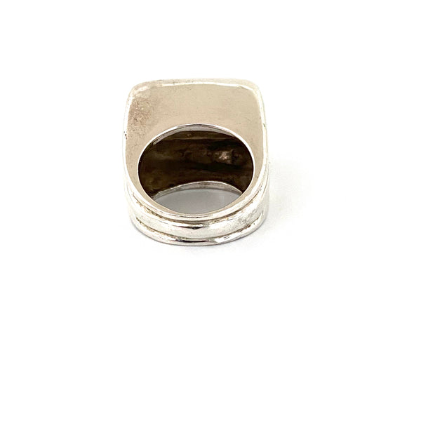 large heavy silver vintage ring
