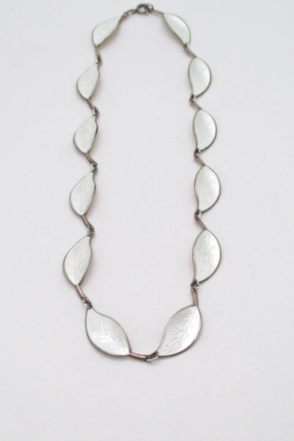 David Andersen Norway vintage sterling silver enamel leaf necklace Willy Winnaess