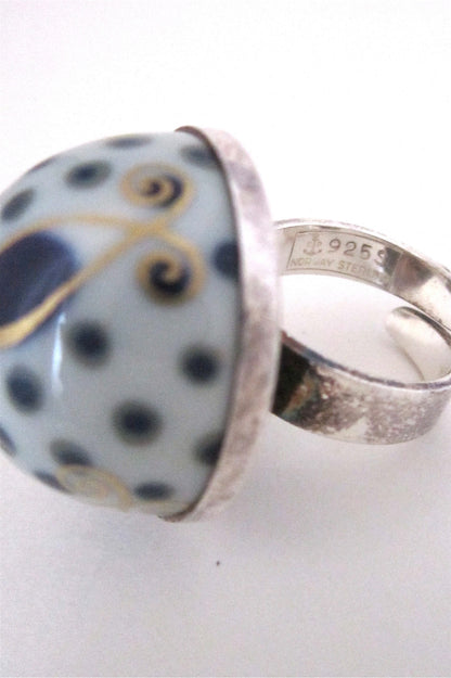 Porsgrund large porcelain dome ring by Anne Marie Odegaard