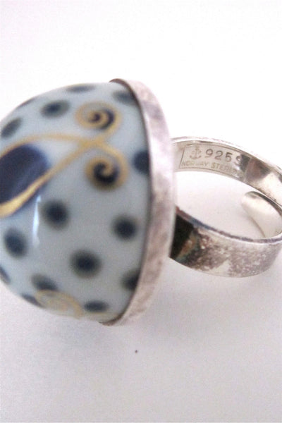 Porsgrund large porcelain dome ring by Anne Marie Odegaard