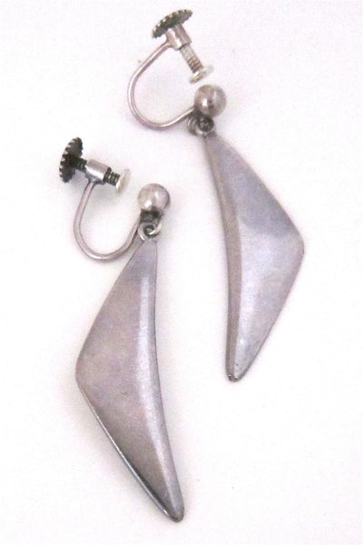 Hans Hansen Denmark vintage sterling silver modernist peaks drop earrings