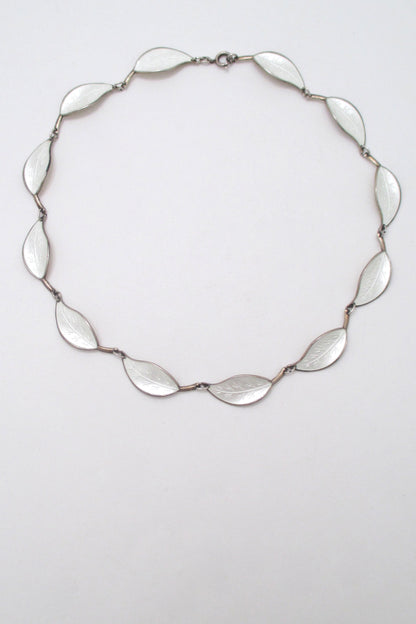 David-Andersen silver enamel white leaf necklace - Willy Winnaess