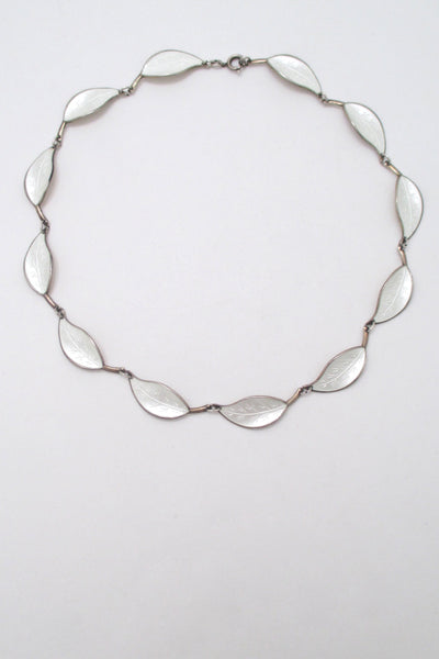 David-Andersen silver enamel white leaf necklace - Willy Winnaess