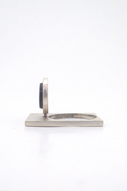 profile vintage Modernist silver and sodalite ring unusual design