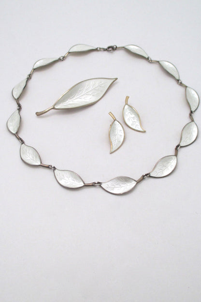 David Andersen vintage silver enamel leaf set Willy Winnaess Samantha Howard Vintage