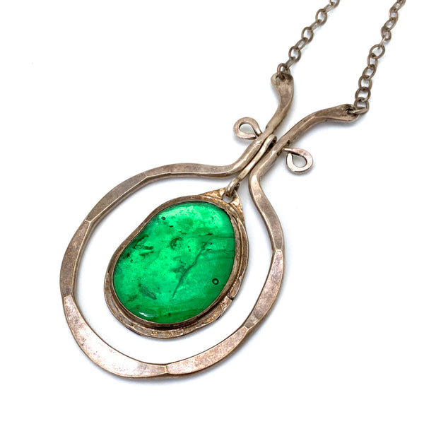 detail Rafael Alfandary Canada vintage sterling silver extra large classic kinetic pendant necklace Canadian Modernist jewelry design