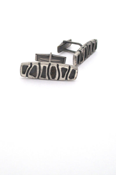 detail Guy Vidal Canada vintage brutalist pewter cufflinks hand signed