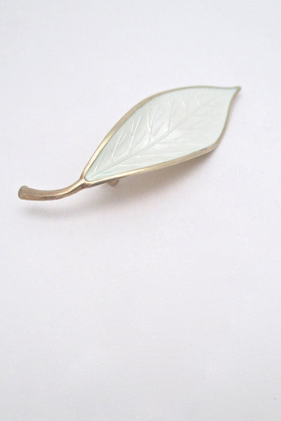 detail David Andersen Norway vintage sterling silver enamel leaf brooch Willy Winnaess