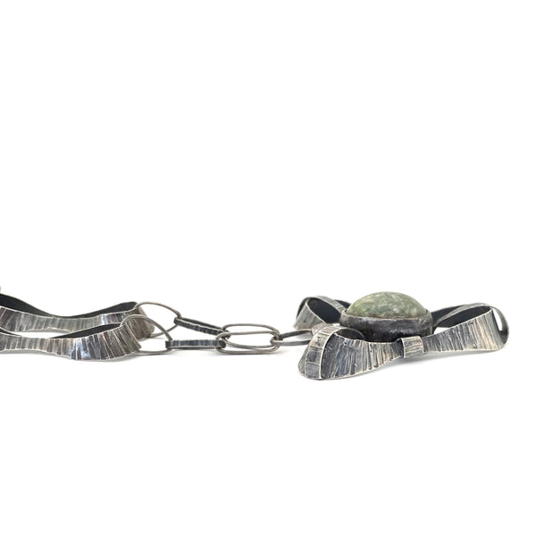 profile Rytosztuka Poland vintage textured silver natural stone brutalist pendant necklace Modernist jewelry design