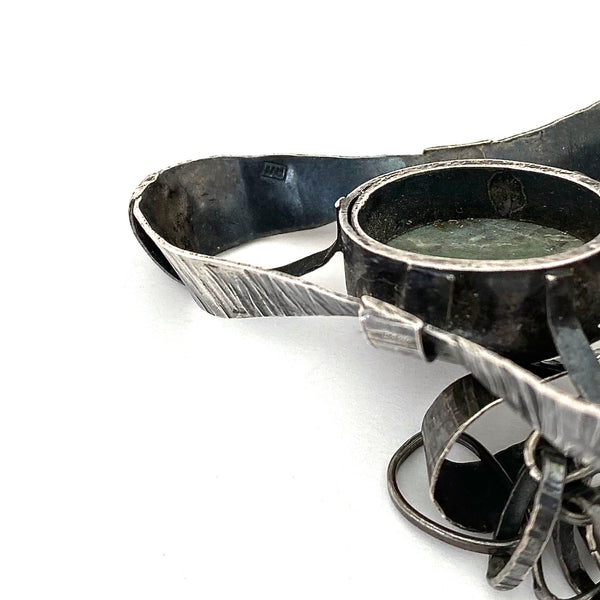 Rytosztuka textured silver & stone pendant necklace