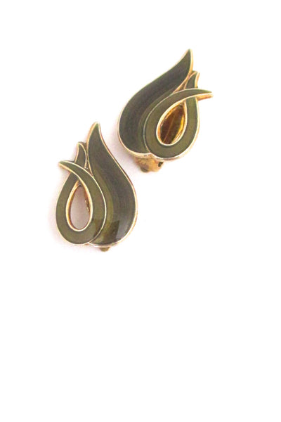 Albert Scharning Norway vintage silver enamel ear clips Scandinavian design
