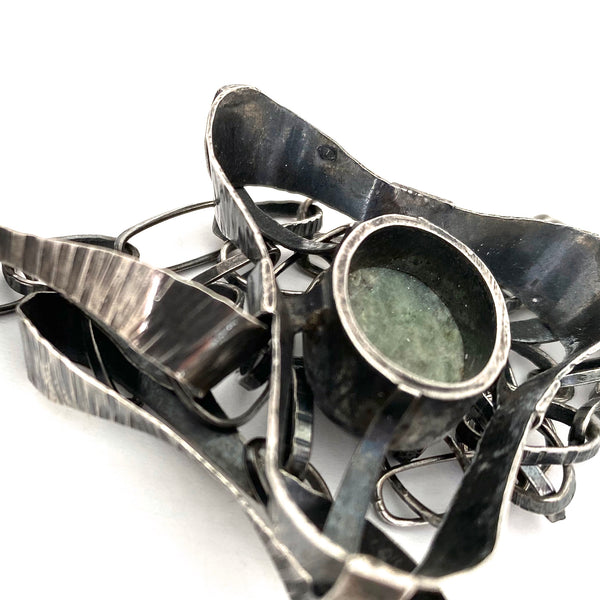 Rytosztuka textured silver & stone pendant necklace