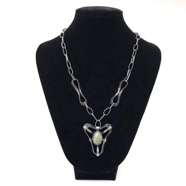 Rytosztuka textured silver & stone pendant necklace