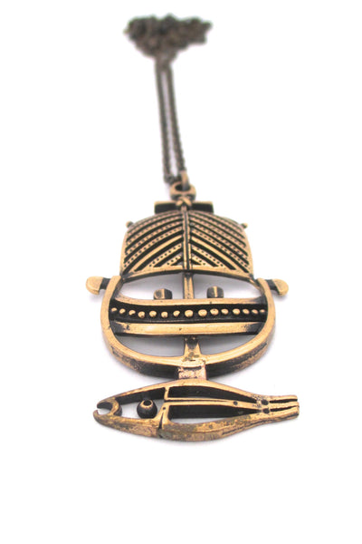 Jorma Laine bronze 'sailing through' pendant necklace