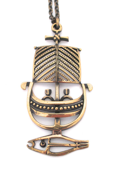 Jorma Laine bronze 'sailing through' pendant necklace