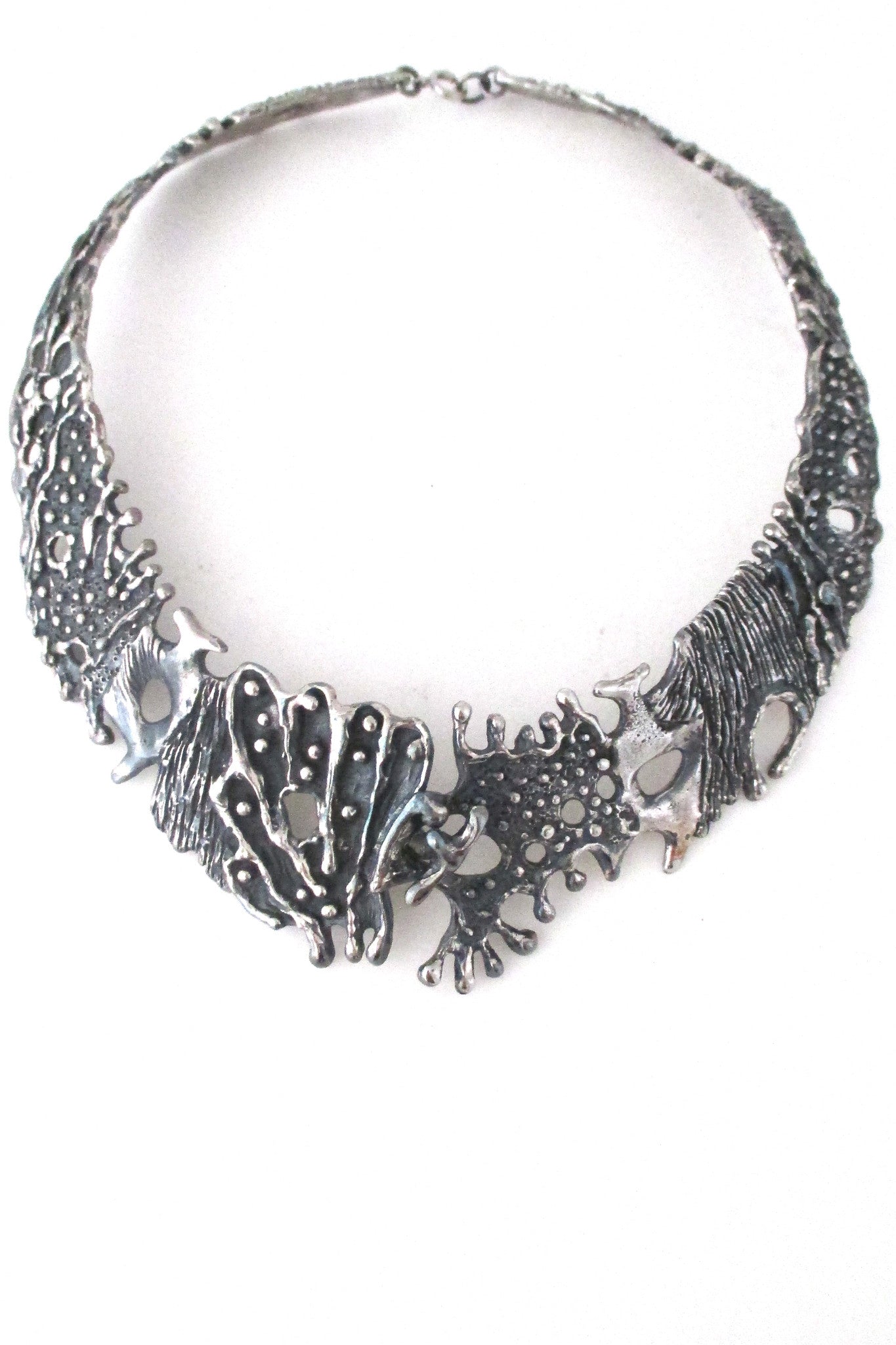 Guy Vidal Canada brutalist pewter large neck piece in original box
