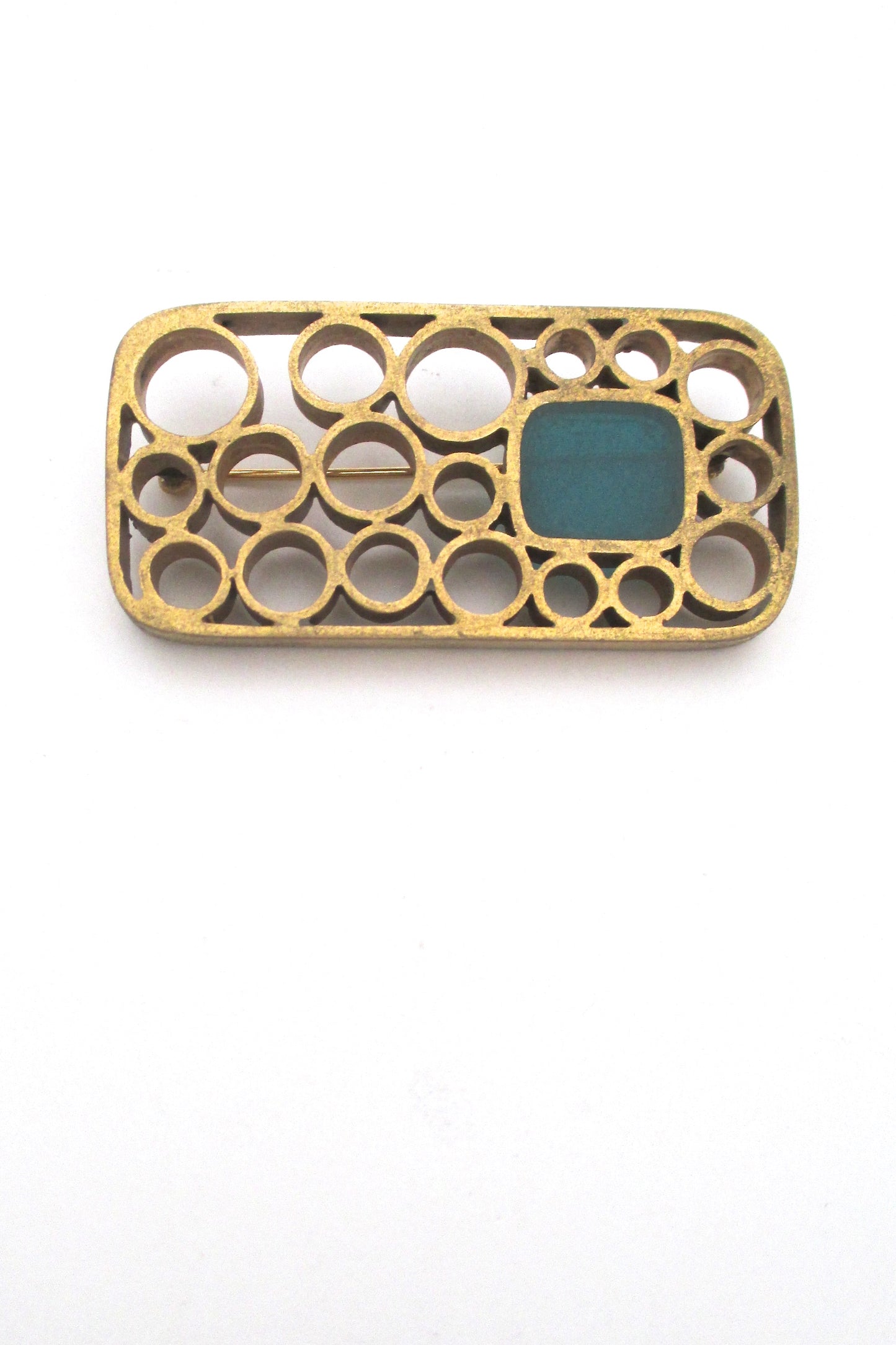 Bernard Chaudron Canada vintage brutalist bronze resin enamel large brooch