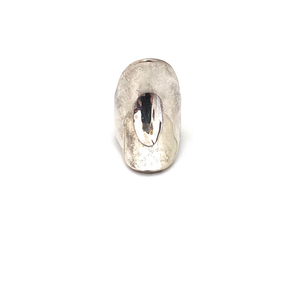vintage silver heavy curved ring