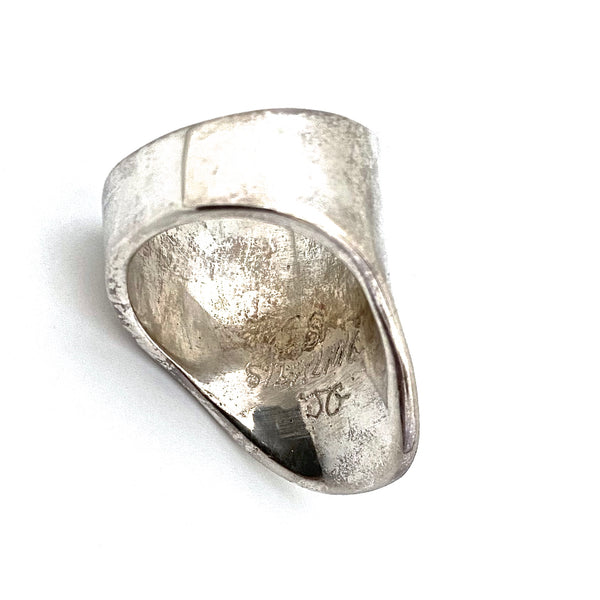 vintage silver heavy curved ring