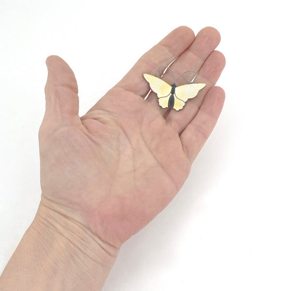 David Andersen silver & pale yellow enamel butterfly brooch